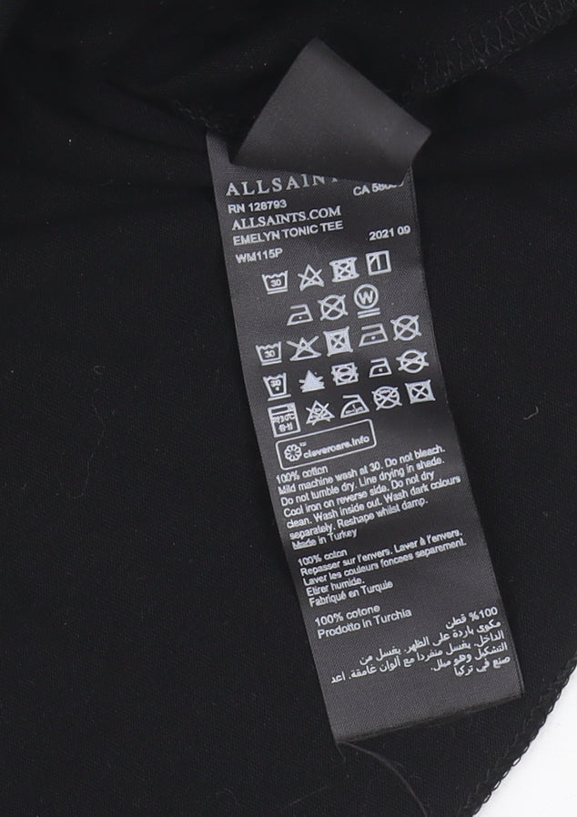 AllSaints Women's Black XS V-Neck T-Shirt