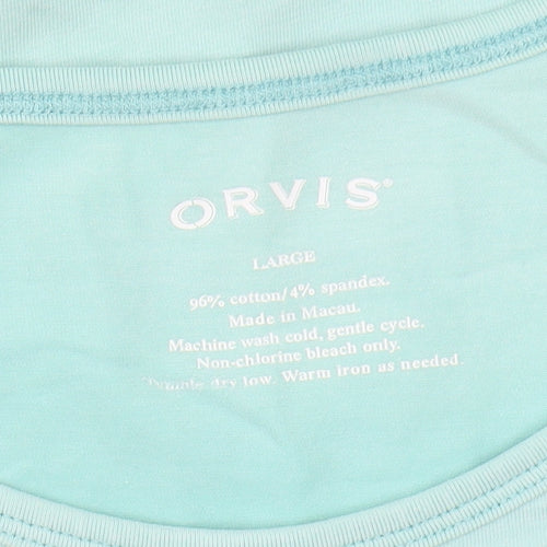 Orvis Women's Blue T-Shirt, L, Cotton, Casual Comfort