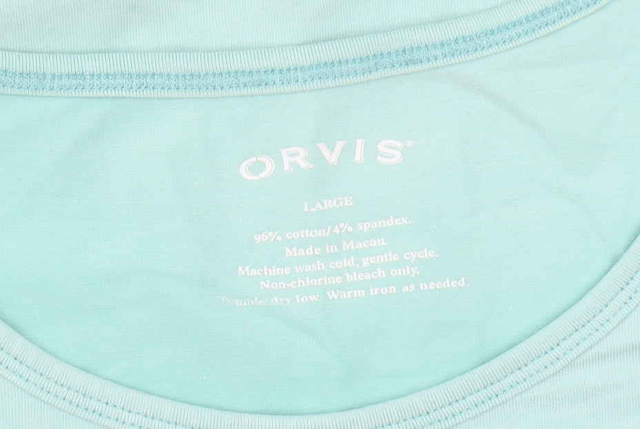 Orvis Women's Blue T-Shirt, L, Cotton, Casual Comfort