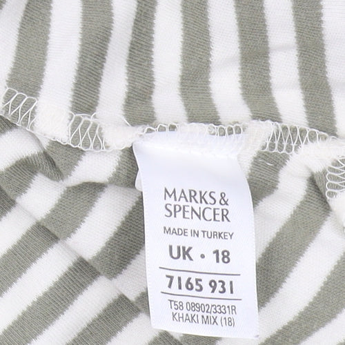 Marks and Spencer Women's Striped T-Shirt, Khaki, 18