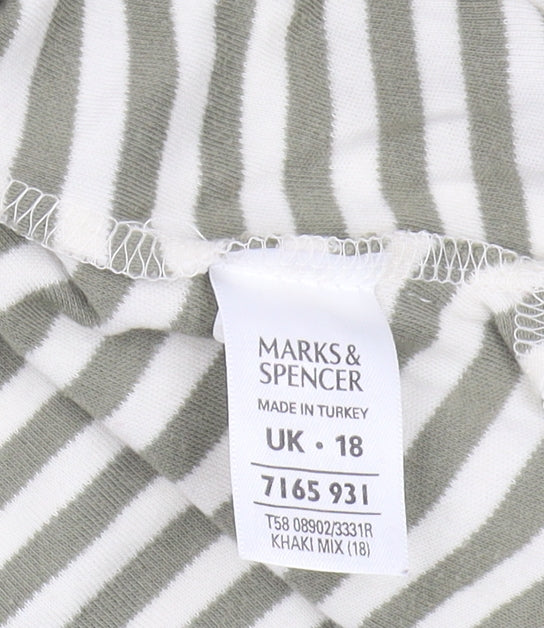 Marks and Spencer Women's Striped T-Shirt, Khaki, 18