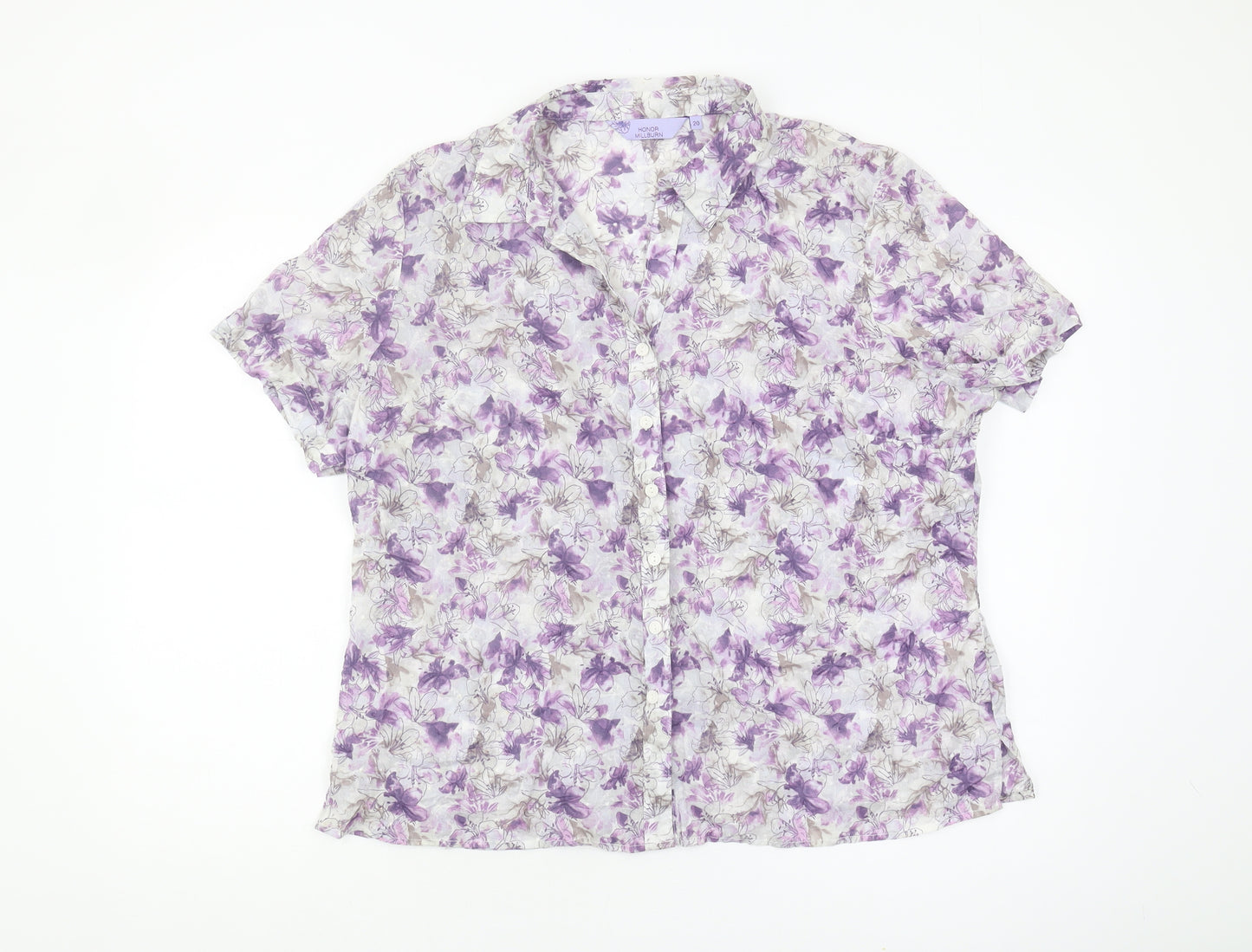 Honor Millburn Women's Purple Floral Button-Up Shirt