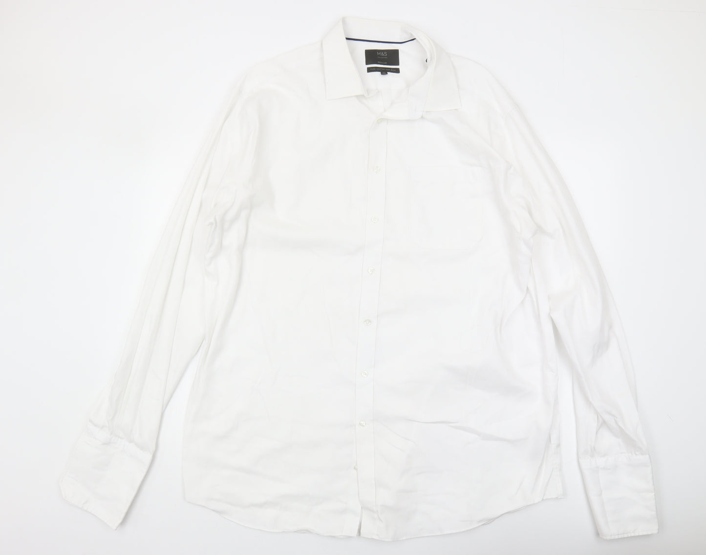 Marks and Spencer Men's White Regular Fit Shirt