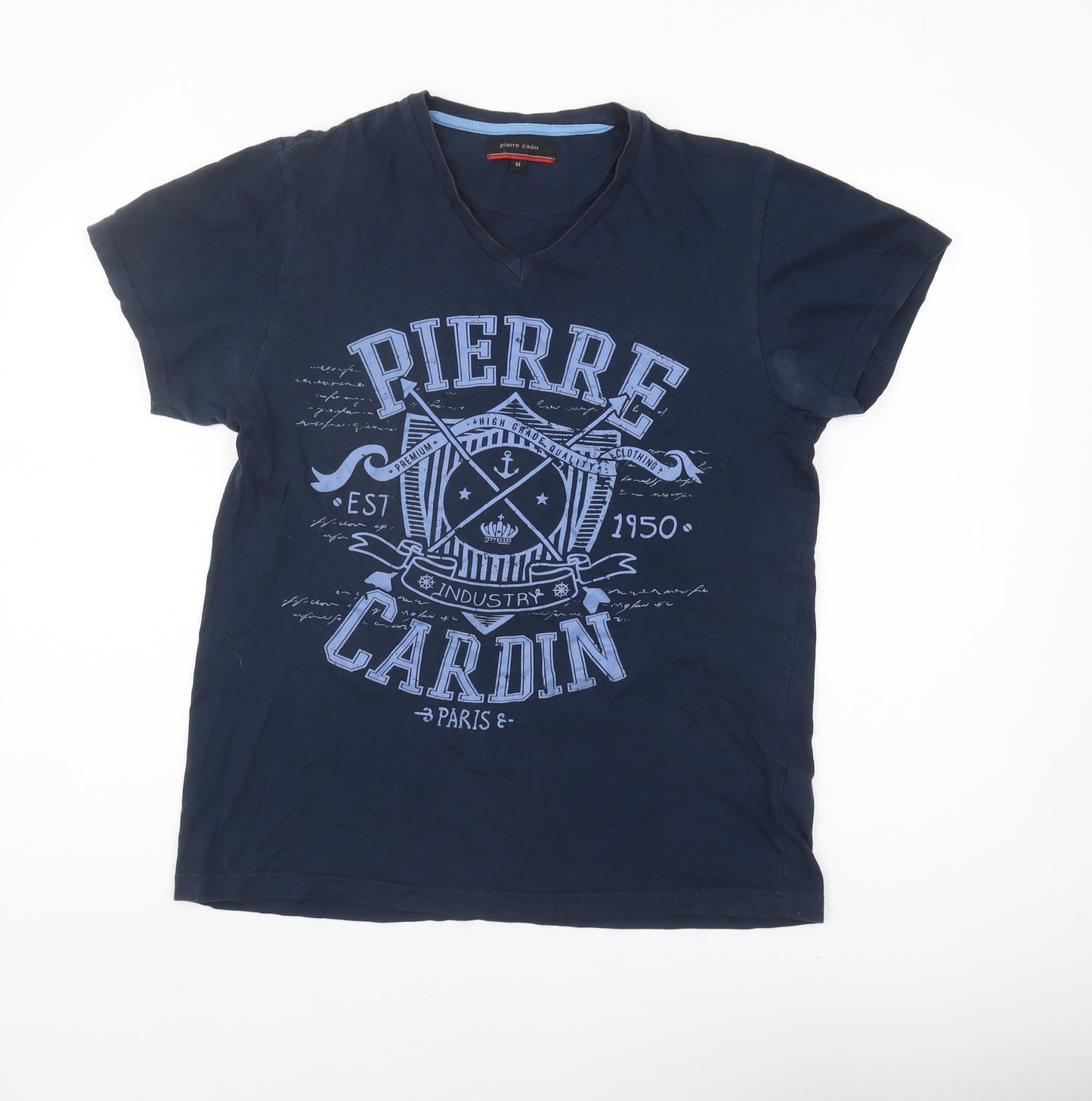 Pierre Cardin Men's Blue Graphic T-Shirt - Medium