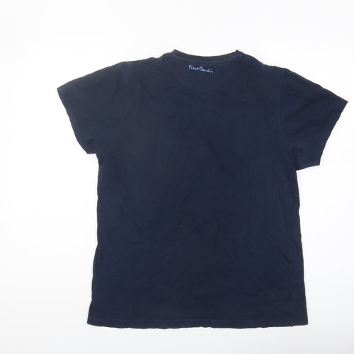 Pierre Cardin Men's Blue Graphic T-Shirt - Medium