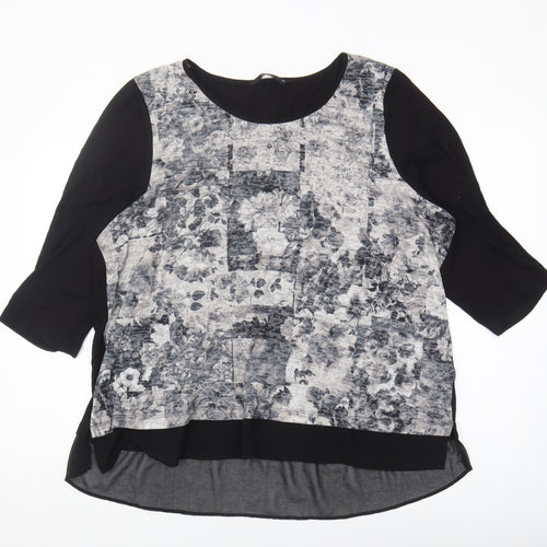 Bm Casual Women's Black Floral 3/4 Sleeve Blouse Size 24