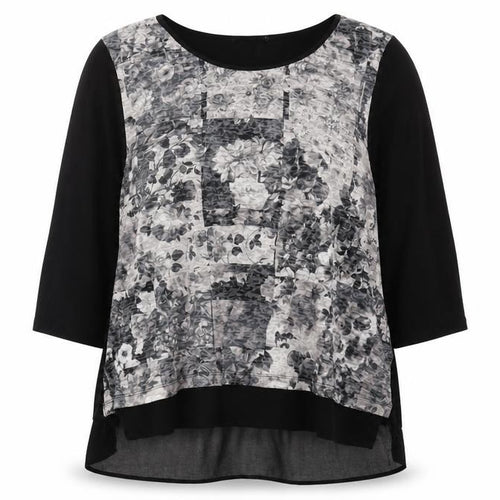 Bm Casual Women's Black Floral 3/4 Sleeve Blouse Size 24