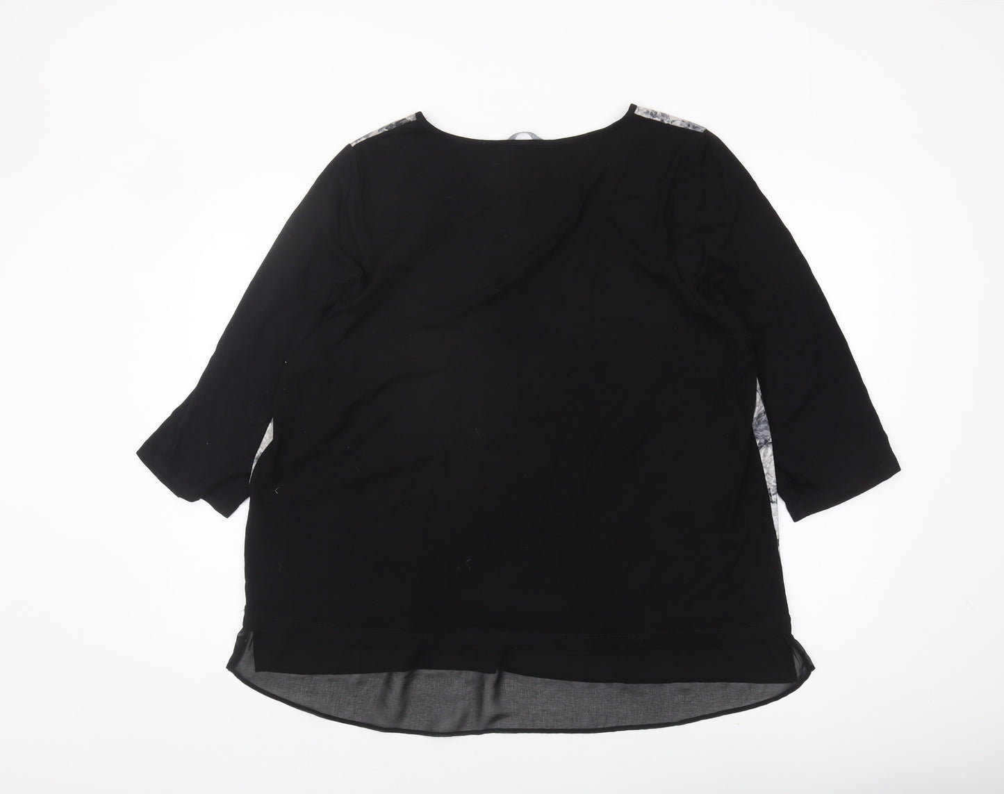 Bm Casual Women's Black Floral 3/4 Sleeve Blouse Size 24