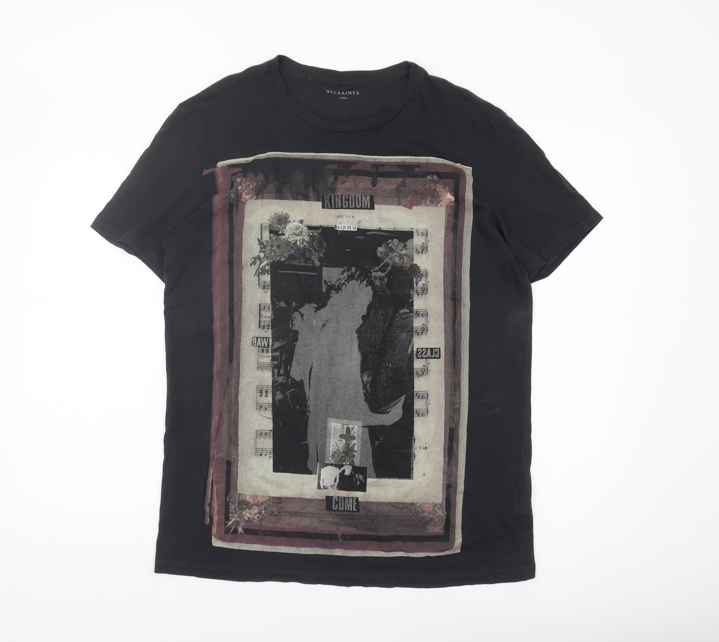 AllSaints Men's Black Graphic Print T-Shirt L