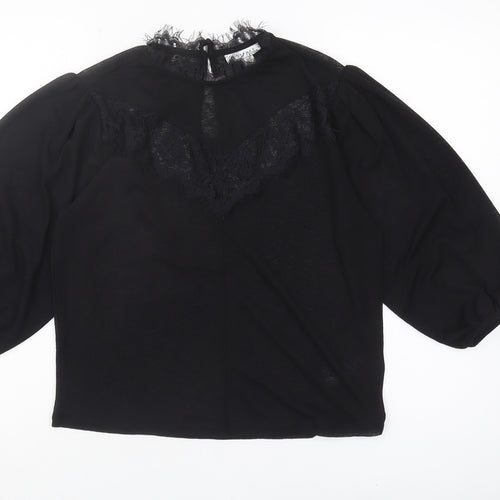 Topshop Women's Black Lace Accent Blouse Size 12