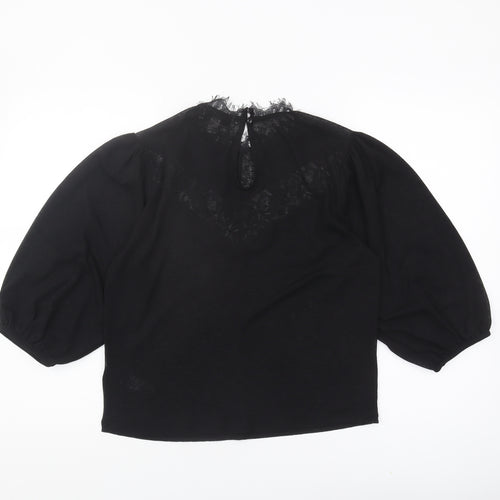 Topshop Women's Black Lace Accent Blouse Size 12