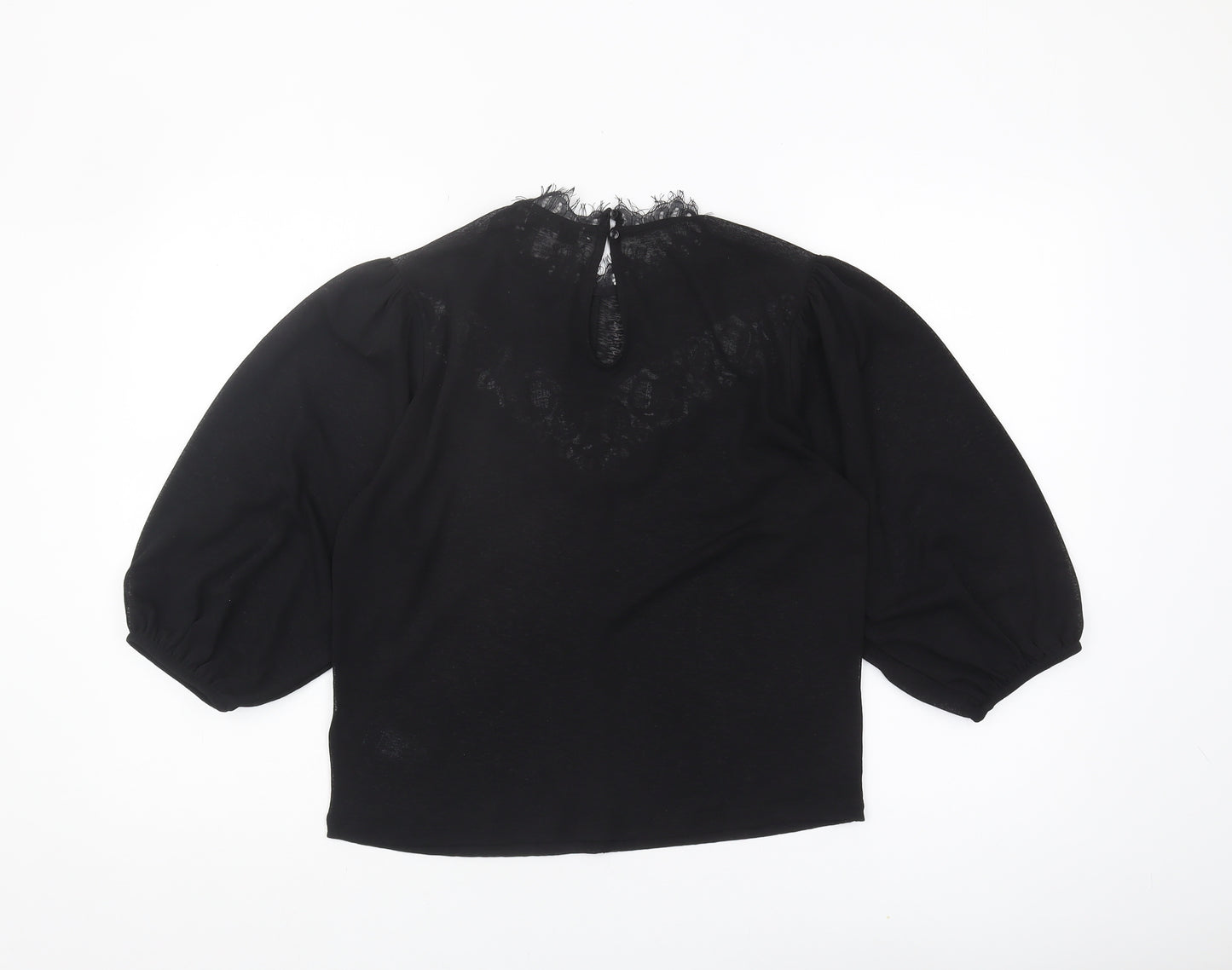 Topshop Women's Black Lace Accent Blouse Size 12