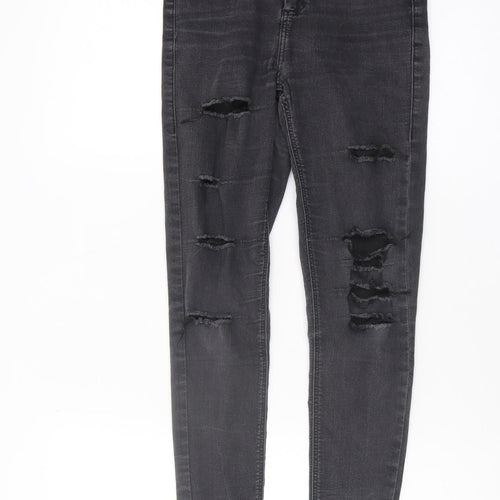 Topshop Women's Black Skinny Jeans, Size S, Distressed
