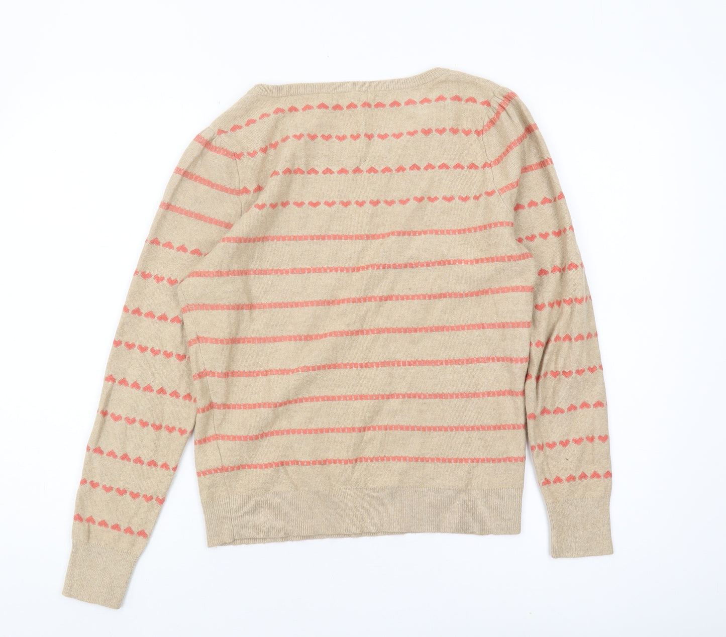 Monsoon Women Beige Striped Pullover Jumper M