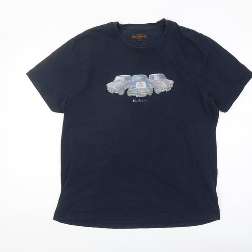 Ben Sherman Men's Blue Car Graphic T-Shirt Size L