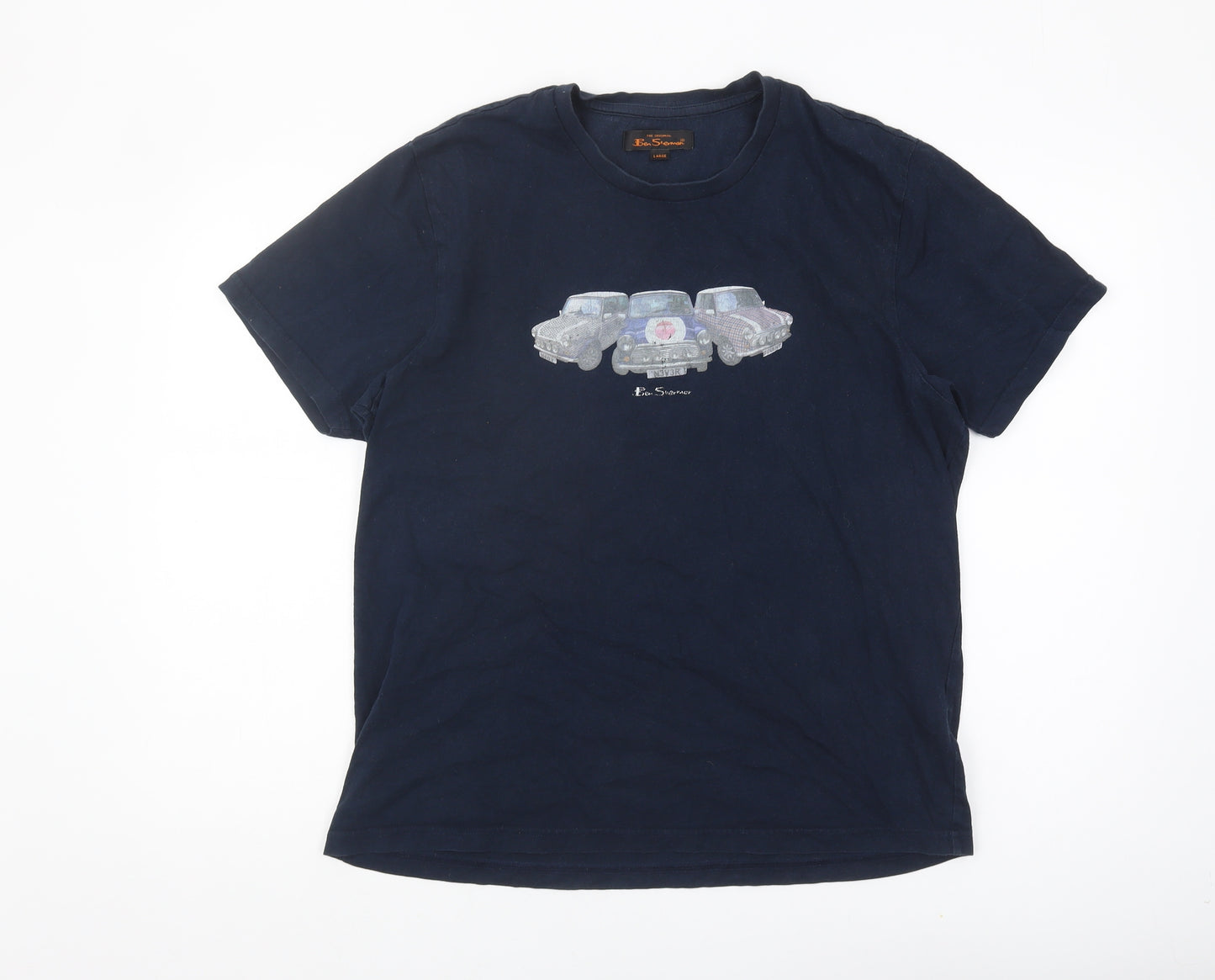 Ben Sherman Men's Blue Car Graphic T-Shirt Size L