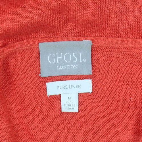Ghost Women's Orange Open-Knit Cardigan Size 12