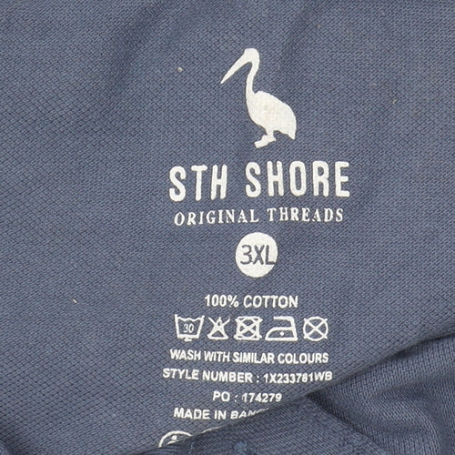 STH SHORE Men's Blue Polo Shirt, 3XL Cotton Casual