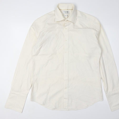 Jeff Banks Men's Ivory Long Sleeve Shirt, Size 15.5