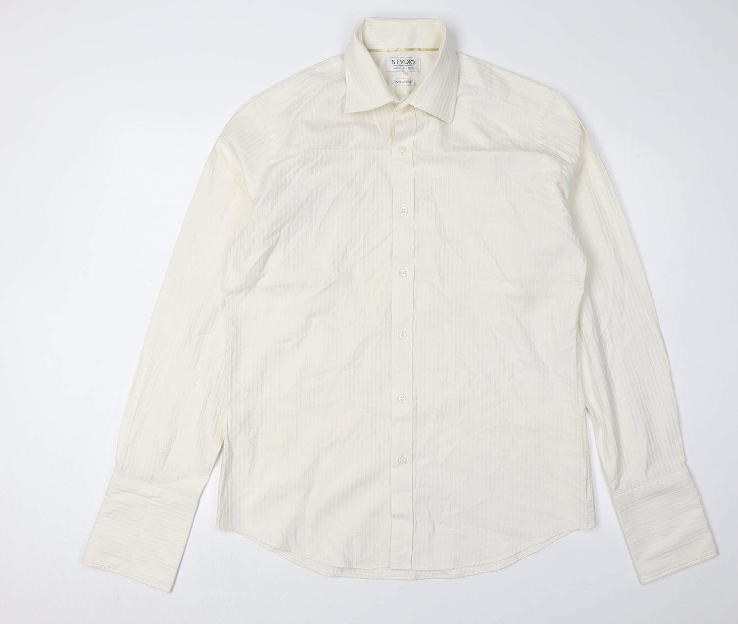 Jeff Banks Men's Ivory Long Sleeve Shirt, Size 15.5