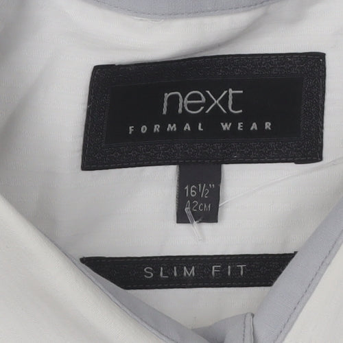 Next Men's White Slim Fit Dress Shirt, Size 16.5