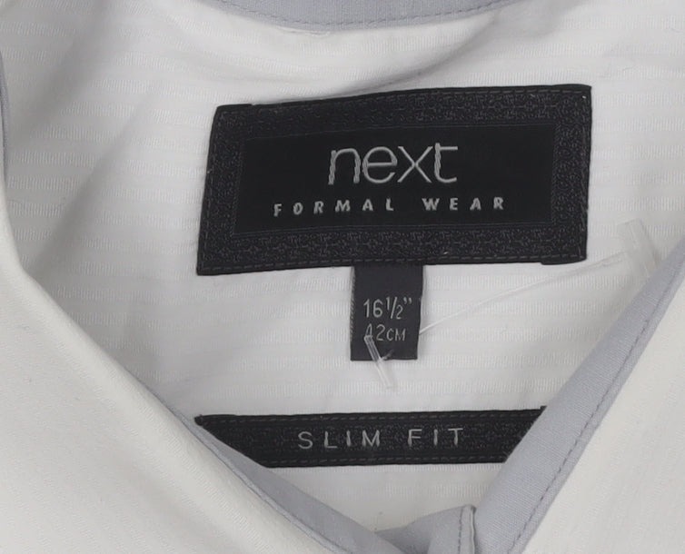 Next Men's White Slim Fit Dress Shirt, Size 16.5