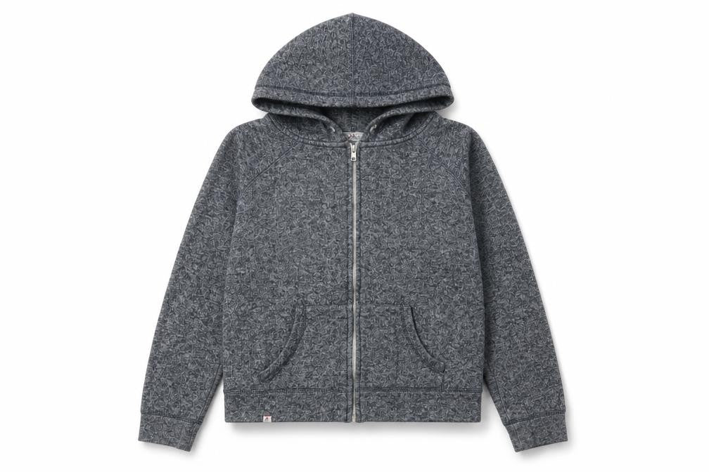 Front view of SoulCal Grey unisex hoodie, size 12, zip closure