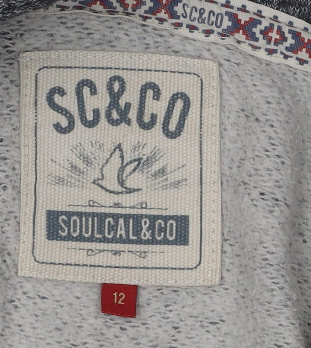 SoulCal & Co Grey Unisex Hoodie, Size 12, Zip Closure