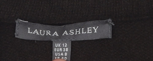 Laura Ashley Women's Black Wool Cardigan Size 12