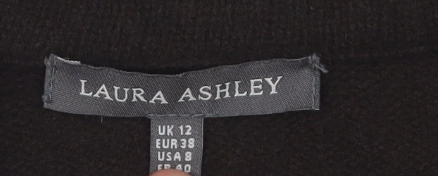 Laura Ashley Women's Black Wool Cardigan Size 12