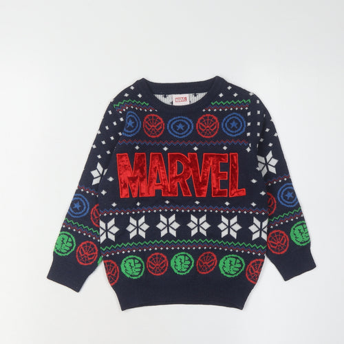 Marvel Boys Multicoloured Pullover Jumper 2-3 Years, Christmas, Superhero