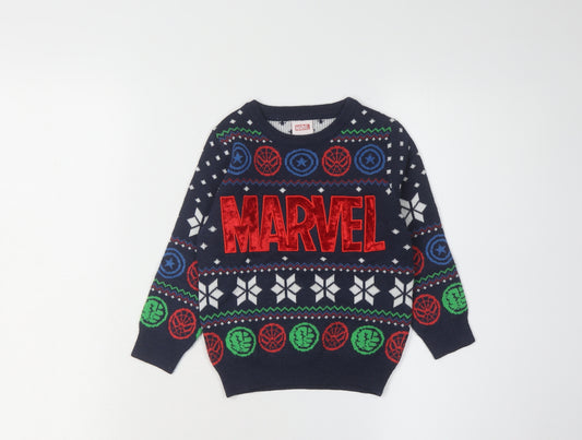 Marvel Boys Multicoloured Pullover Jumper 2-3 Years, Christmas, Superhero