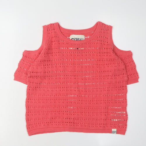 SuperDry Women's Red Open-Knit Pullover Jumper XS
