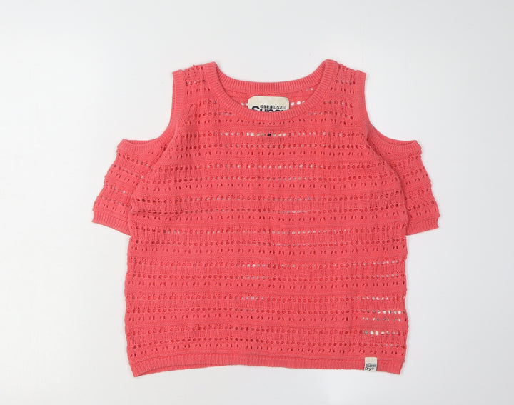SuperDry Women's Red Open-Knit Pullover Jumper XS