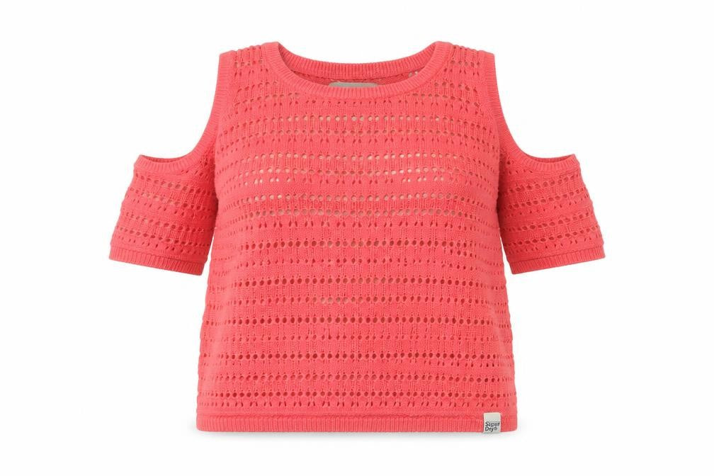 Front view of SuperDry Women's Red Open-Knit jumper XS