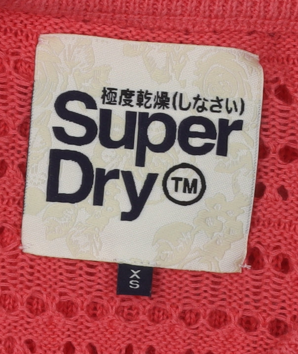 SuperDry Women's Red Open-Knit Pullover Jumper XS