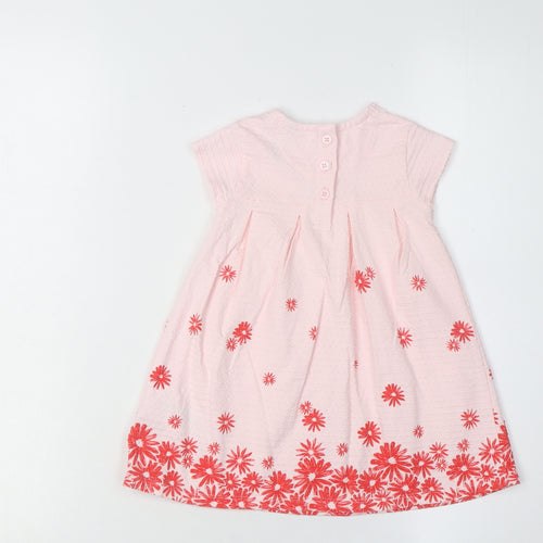Debehams Girls Pink A-Line Floral Dress 9-12 Months