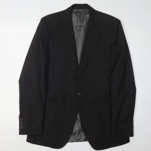 Calvin Klein Men's Black Wool Blazer - Size UK 42