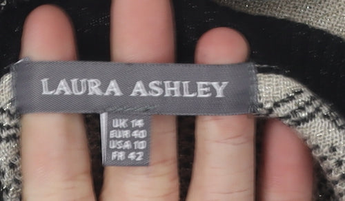 Laura Ashley Women's Beige Black Striped Pullover Jumper Size 14