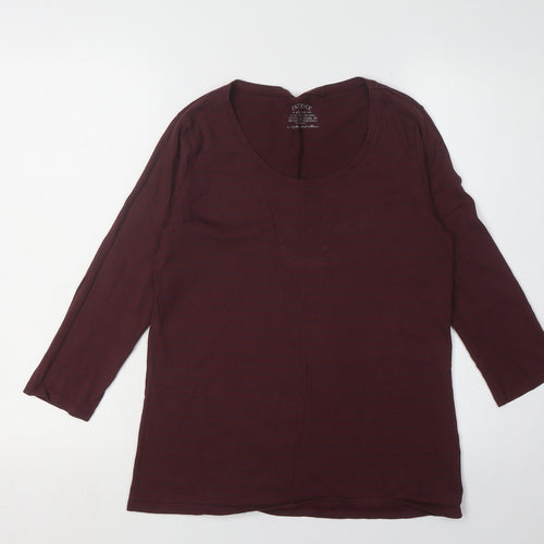 FatFace Women's Purple 3/4 Sleeve Striped T-Shirt Size 12