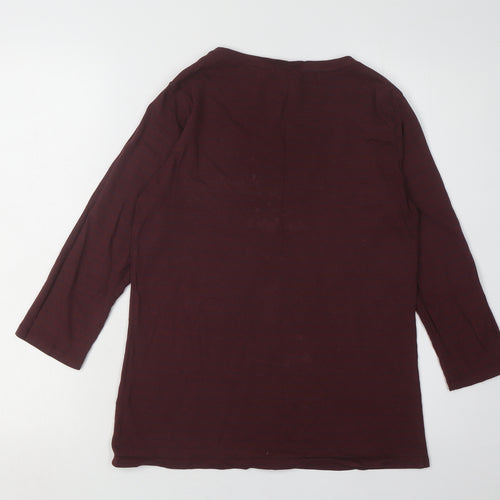 FatFace Women's Purple 3/4 Sleeve Striped T-Shirt Size 12