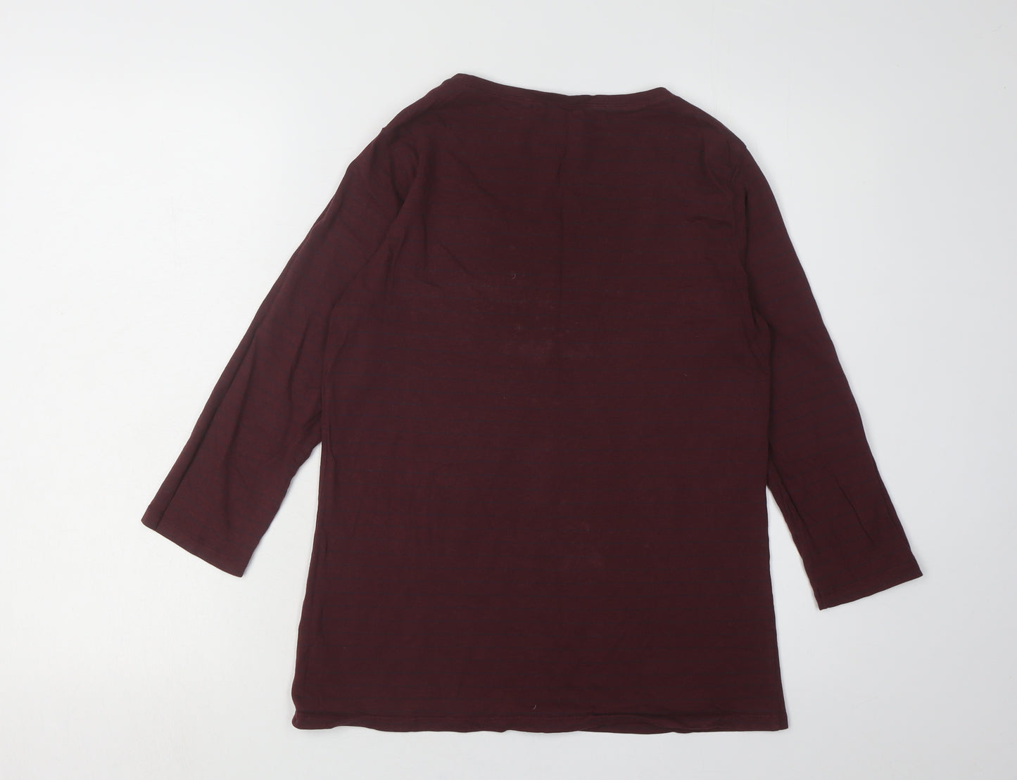 FatFace Women's Purple 3/4 Sleeve Striped T-Shirt Size 12