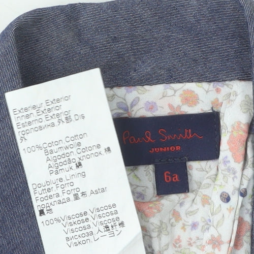 Paul Smith Girls Blue Cotton Jacket, Size 6 Years