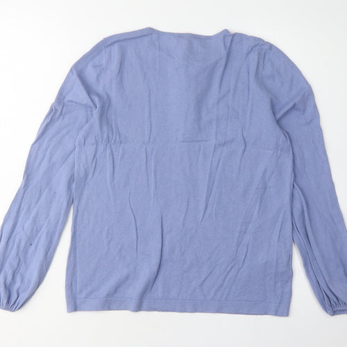 Laura Ashley Women's Blue Long Sleeve Ruffle Jumper Size 12