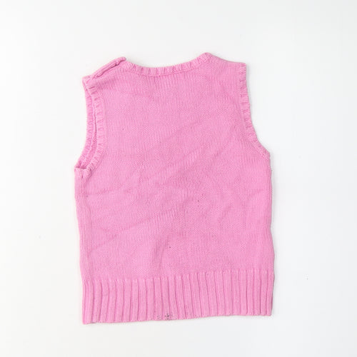 Ralph Lauren Girls Pink Cotton Vest Jumper Size 10