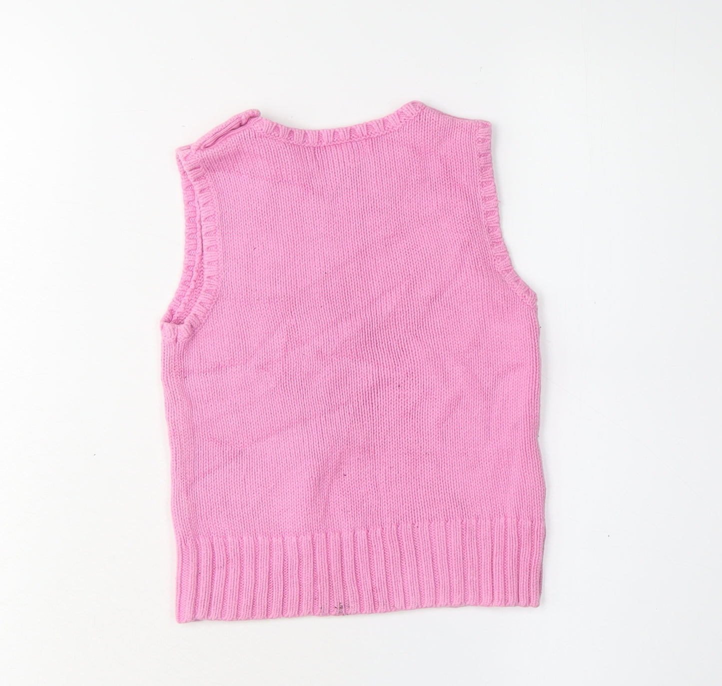 Ralph Lauren Girls Pink Cotton Vest Jumper Size 10