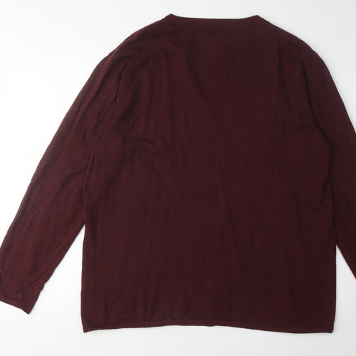 Fat Face Men's Red XL Cotton Cashmere Pullover Jumper