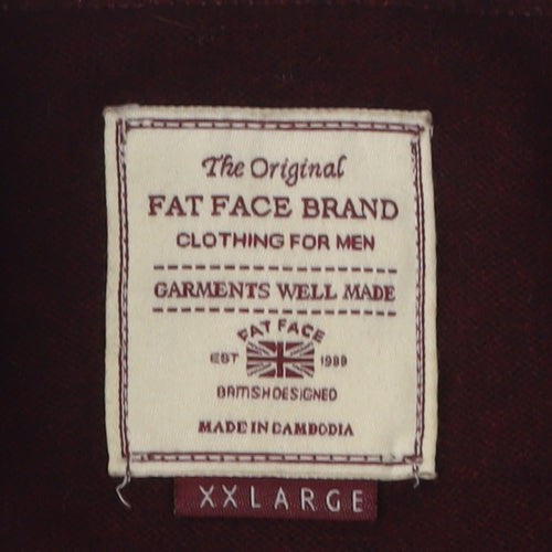 Fat Face Men's Red XL Cotton Cashmere Pullover Jumper