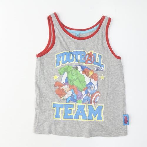 Marvel Boys Grey Avengers Superhero Tank Top, Size 5-6 Years
