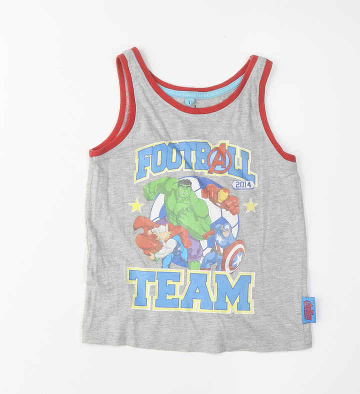 Marvel Boys Grey Avengers Superhero Tank Top, Size 5-6 Years